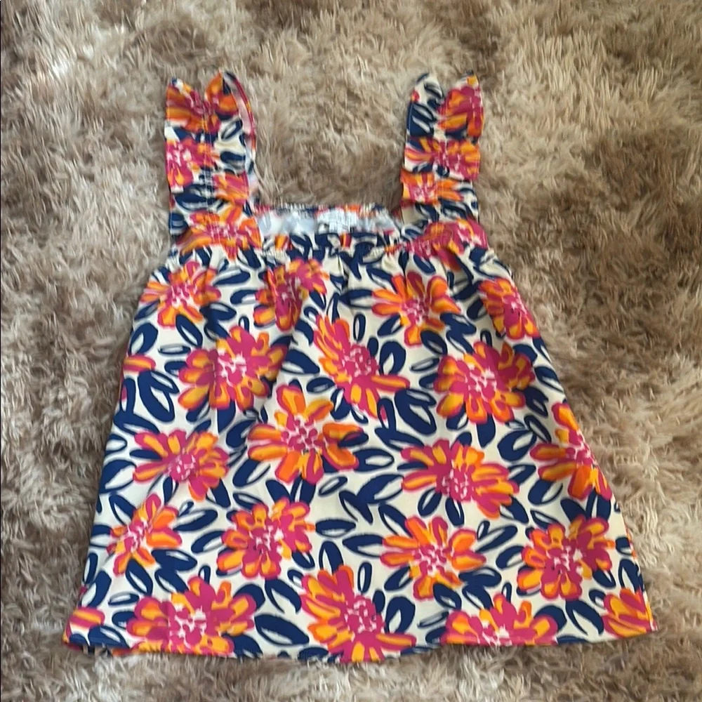 Mud Pie Pink and Orange Floral Babydoll Tank Top NWT - Picture 1 of 5